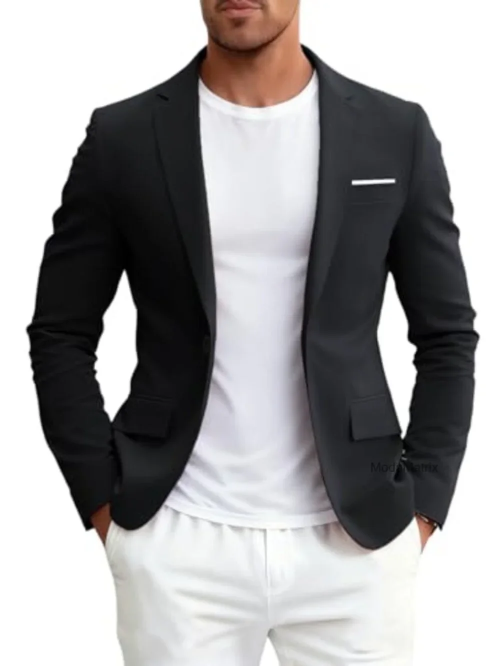 Men's Casual Blazer Lightweight Polyester Slim Fit Sport Coat Business
